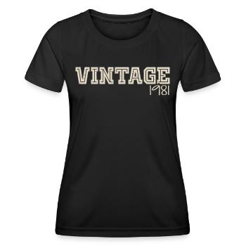 Vintage 1981 Original 1981 Rétro 1981 Cadeau 1981 - T-shirt sport Femme - noir - Devant - AI Model Female 172 light (172cm)