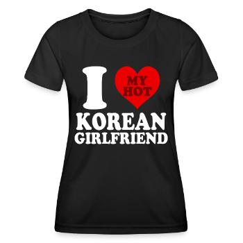 Ich liebe meine koreanische Freundin Lustiges Herz - Frauen Funktions-T-Shirt - Schwarz - Vorne - AI Model Female 172 light (172cm)