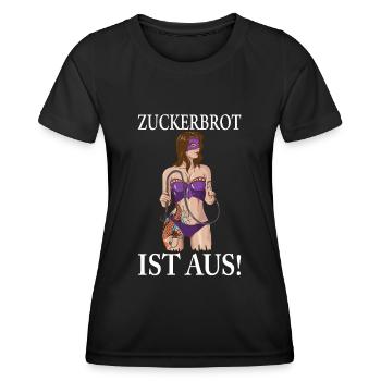 Domina Sexy Wäsche & Peitsche Zuckerbrot ist aus - Frauen Funktions-T-Shirt - Schwarz - Vorne - AI Model Female 172 light (172cm)