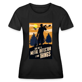 Give me a metal detector I find things - T-shirt sport Femme - noir - Devant - AI Model Female 172 light (172cm)
