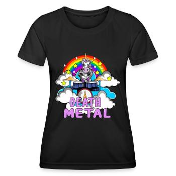 Batterie Death Metal pour les amateurs de licorne - T-shirt sport Femme - noir - Devant - AI Model Female 172 light (172cm)