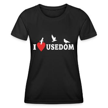Usedom I Love Usedom Souvenir - Frauen Funktions-T-Shirt - Schwarz - Vorne - AI Model Female 172 light (172cm)