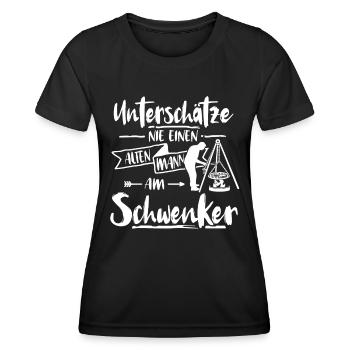Saarländer Schwenken Saarland Schwenkgrill - Frauen Funktions-T-Shirt - Schwarz - Vorne - AI Model Female 172 light (172cm)