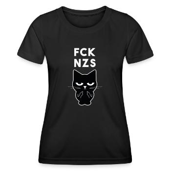 fck nzs cat middle finger - Women's Functional T-Shirt - black - Front - AI Model Female 172 light (172cm)
