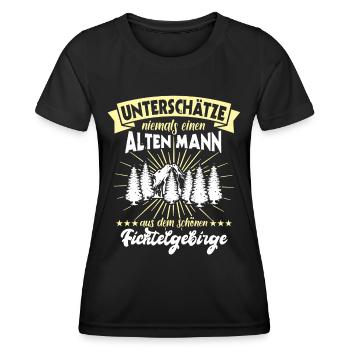 Fichtelgebirge Sprüche Fichtelgebirgler - Frauen Funktions-T-Shirt - Schwarz - Vorne - AI Model Female 172 light (172cm)