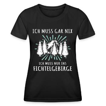 Fichtelgebirge Spruch Fichtelgebirgler - Frauen Funktions-T-Shirt - Schwarz - Vorne - AI Model Female 172 light (172cm)