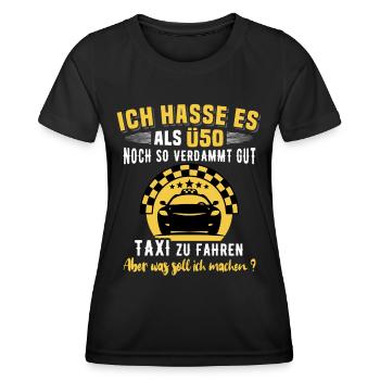 Taxifahrer Ü50 Geburtstag 50 Jahre Taxi Fahren - Frauen Funktions-T-Shirt - Schwarz - Vorne - AI Model Female 172 light (172cm)