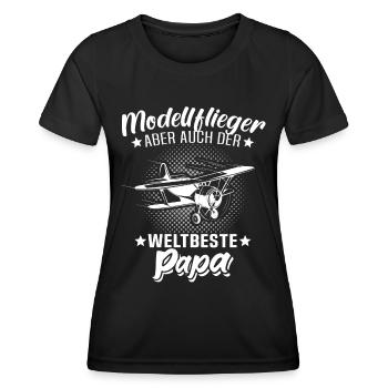 Modellflieger Papa Modellflug Modellfliegen - Frauen Funktions-T-Shirt - Schwarz - Vorne - AI Model Female 172 light (172cm)