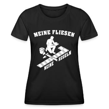Fliesenleger Fliesen Legen - Frauen Funktions-T-Shirt - Schwarz - Vorne - AI Model Female 172 light (172cm)