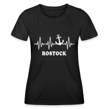 Rostock EKG Herzlinie Rostocker - Frauen Funktions-T-Shirt - Schwarz - Vorne - AI Model Female 172 light (172cm)