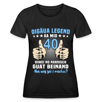 Bayern 40. Geburtstag 40 Jahre Bayerisch Bayrisch - Frauen Funktions-T-Shirt - Schwarz - Vorne - AI Model Female 172 light (172cm)