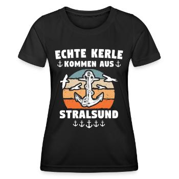 Stralsund Souvenir Ostsee Urlaub - Frauen Funktions-T-Shirt - Schwarz - Vorne - AI Model Female 172 light (172cm)