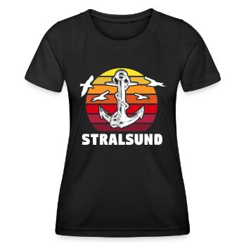Stralsund Souvenir Ostsee Urlaub - Frauen Funktions-T-Shirt - Schwarz - Vorne - AI Model Female 172 light (172cm)