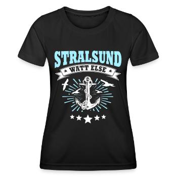 Stralsund Souvenir Ostsee Urlaub - Frauen Funktions-T-Shirt - Schwarz - Vorne - AI Model Female 172 light (172cm)