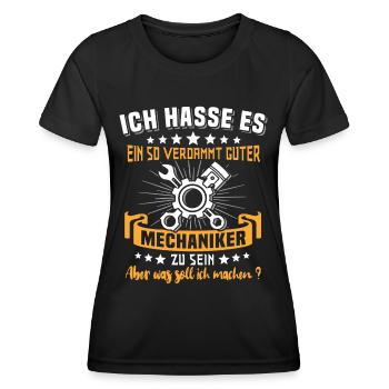Mechaniker Industriemechaniker Automechaniker - Frauen Funktions-T-Shirt - Schwarz - Vorne - AI Model Female 172 light (172cm)