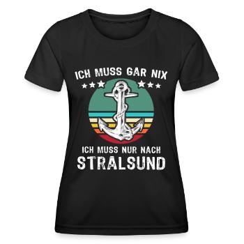 Stralsund Ostsee Urlaub - Frauen Funktions-T-Shirt - Schwarz - Vorne - AI Model Female 172 light (172cm)