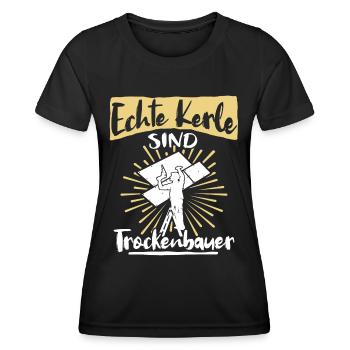 Trockenbauer Trockenbaumonteur Trockenbau - Frauen Funktions-T-Shirt - Schwarz - Vorne - AI Model Female 172 light (172cm)