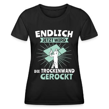 Trockenbauer Trockenbau Trockenbaumonteur - Frauen Funktions-T-Shirt - Schwarz - Vorne - AI Model Female 172 light (172cm)