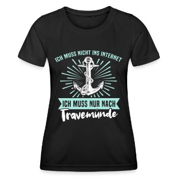 Urlaub Travemünde Ostsee - Frauen Funktions-T-Shirt - Schwarz - Vorne - AI Model Female 172 light (172cm)
