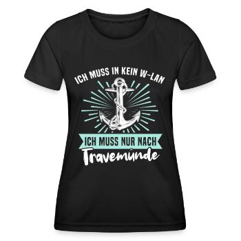 Urlaub Travemünde Ostsee - Frauen Funktions-T-Shirt - Schwarz - Vorne - AI Model Female 172 light (172cm)