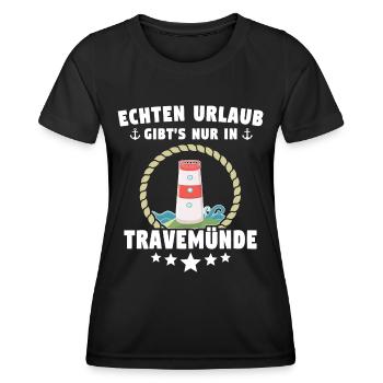 Urlaub Travemünde Ostsee - Frauen Funktions-T-Shirt - Schwarz - Vorne - AI Model Female 172 light (172cm)