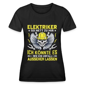 Sei nett zu dem Elektriker - Frauen Funktions-T-Shirt - Schwarz - Vorne - AI Model Female 172 light (172cm)