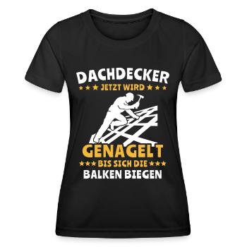 Dachdecker Dachspengler Dachdecken Dachklempner - Frauen Funktions-T-Shirt - Schwarz - Vorne - AI Model Female 172 light (172cm)
