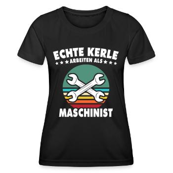 Maschinist Maschinenführer Feuerwehrmann - Frauen Funktions-T-Shirt - Schwarz - Vorne - AI Model Female 172 light (172cm)