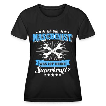 Maschinist Maschinenführer Feuerwehrmann - Frauen Funktions-T-Shirt - Schwarz - Vorne - AI Model Female 172 light (172cm)