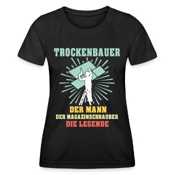 Trockenbauer Sprüche Trockenbau - Frauen Funktions-T-Shirt - Schwarz - Vorne - AI Model Female 172 light (172cm)