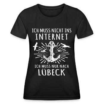 Lübeck - Frauen Funktions-T-Shirt - Schwarz - Vorne - AI Model Female 172 light (172cm)