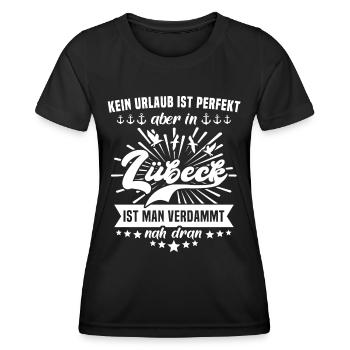 Lübeck - Frauen Funktions-T-Shirt - Schwarz - Vorne - AI Model Female 172 light (172cm)