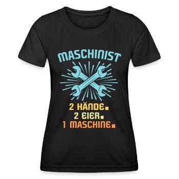 Maschinist Maschinenführer Feuerwehrmann - Frauen Funktions-T-Shirt - Schwarz - Vorne - AI Model Female 172 light (172cm)