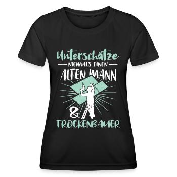 Trockenbauer Trockenbau Trockenbaumonteur - Frauen Funktions-T-Shirt - Schwarz - Vorne - AI Model Female 172 light (172cm)