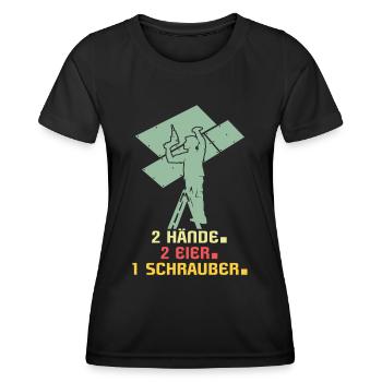 Trockenbauer Trockenbau Trockenbaumonteur - Frauen Funktions-T-Shirt - Schwarz - Vorne - AI Model Female 172 light (172cm)