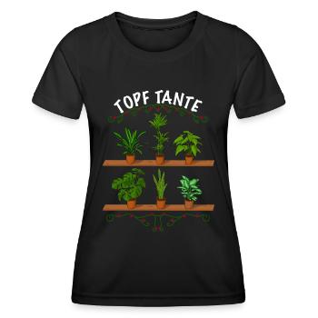 Topf Tante Topfpflanzen - Frauen Funktions-T-Shirt - Schwarz - Vorne - AI Model Female 172 light (172cm)