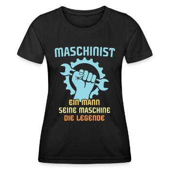 Maschinist Maschinenführer Feuerwehrmann - Frauen Funktions-T-Shirt - Schwarz - Vorne - AI Model Female 172 light (172cm)