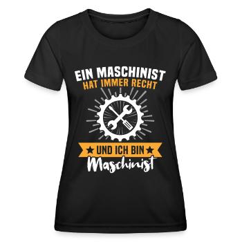 Maschinist Maschinenführer Feuerwehrmann - Frauen Funktions-T-Shirt - Schwarz - Vorne - AI Model Female 172 light (172cm)