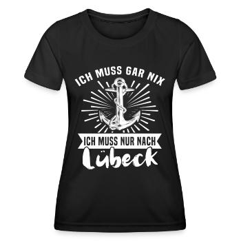 Lübeck - Frauen Funktions-T-Shirt - Schwarz - Vorne - AI Model Female 172 light (172cm)