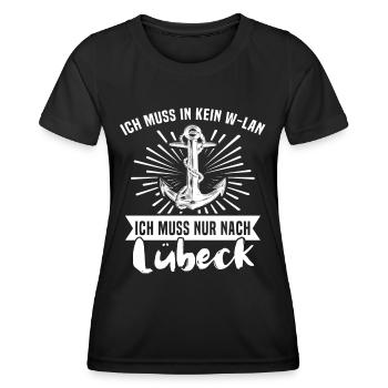 Lübeck - Frauen Funktions-T-Shirt - Schwarz - Vorne - AI Model Female 172 light (172cm)