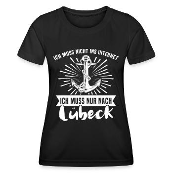 Lübeck - Frauen Funktions-T-Shirt - Schwarz - Vorne - AI Model Female 172 light (172cm)
