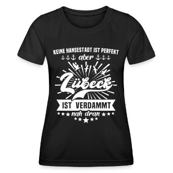 Lübeck - Frauen Funktions-T-Shirt - Schwarz - Vorne - AI Model Female 172 light (172cm)