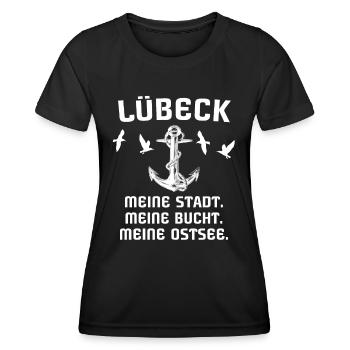Lübeck - Frauen Funktions-T-Shirt - Schwarz - Vorne - AI Model Female 172 light (172cm)