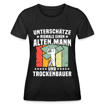 Trockenbauer Trockenbaumonteur Trockenbau - Frauen Funktions-T-Shirt - Schwarz - Vorne - AI Model Female 172 light (172cm)