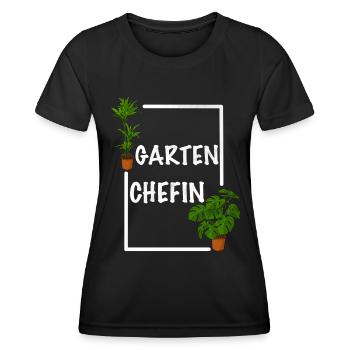 Garten Chefin lustiges Frauen Garten Outfit - Frauen Funktions-T-Shirt - Schwarz - Vorne - AI Model Female 172 light (172cm)