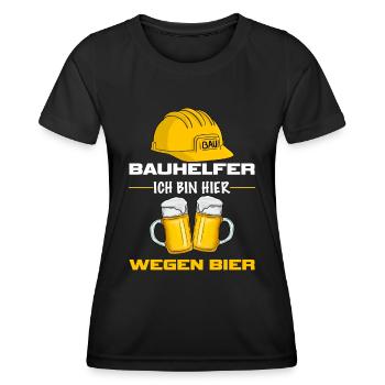 Bauhelfer ich bin hier wegen bier Baustelle - Frauen Funktions-T-Shirt - Schwarz - Vorne - AI Model Female 172 light (172cm)