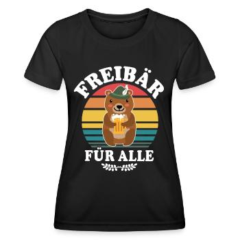 Bier Bierliebhaber Bär Biersprüche Freibär - Frauen Funktions-T-Shirt - Schwarz - Vorne - AI Model Female 172 light (172cm)