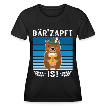 Bier Bierliebhaber Bär Biersprüche Biertrinker - Frauen Funktions-T-Shirt - Schwarz - Vorne - AI Model Female 172 light (172cm)