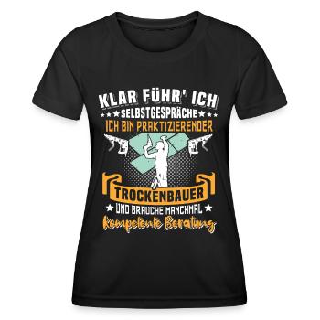 Trockenbauer Trockenbaumonteur Trockenbau - Frauen Funktions-T-Shirt - Schwarz - Vorne - AI Model Female 172 light (172cm)