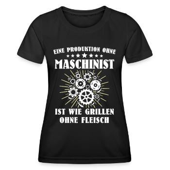 Maschinist Sprüche Maschinisten - Frauen Funktions-T-Shirt - Schwarz - Vorne - AI Model Female 172 light (172cm)